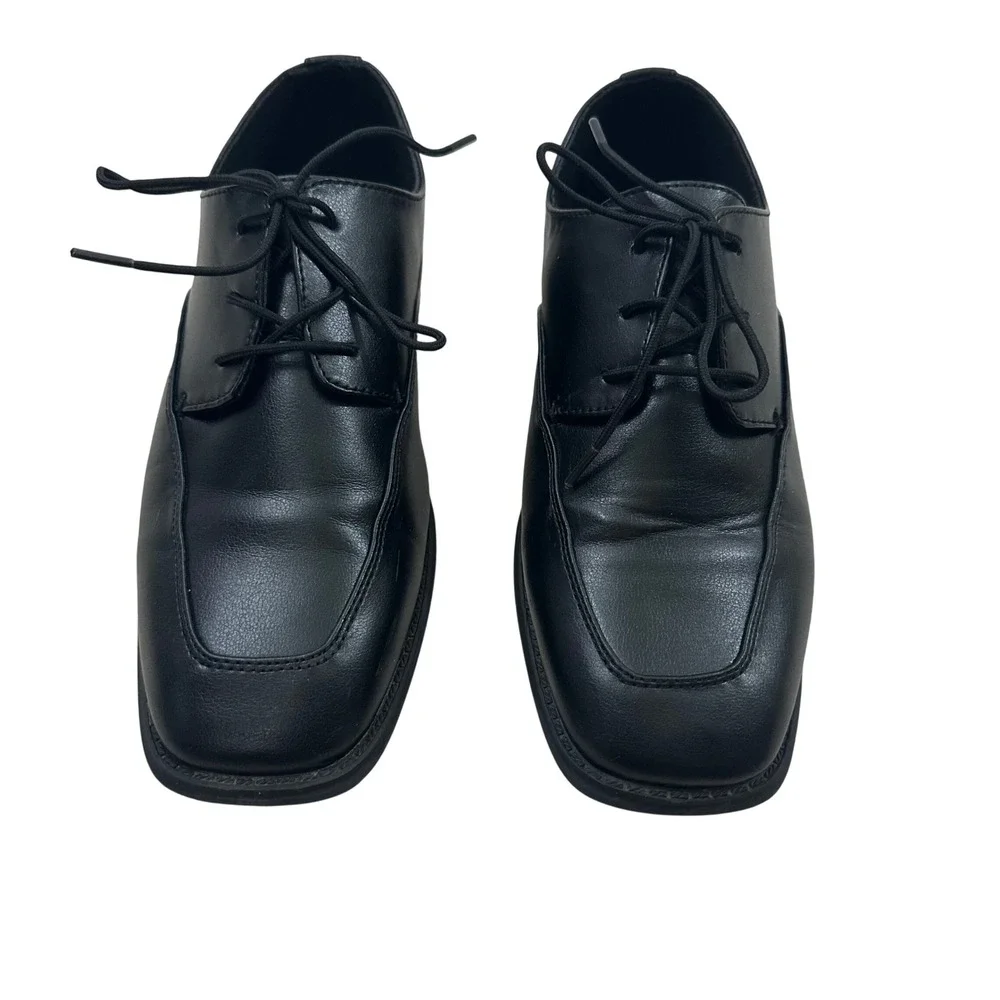 Sonoma Boys Alexander Black Square Toe Lace Up Dress Shoes Memory Foam Size 7 M